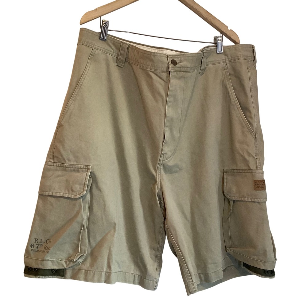 Polo Jeans Co Ralph Lauren Mens 42 Khaki Cargo Shorts 67th Reg Military Trousers